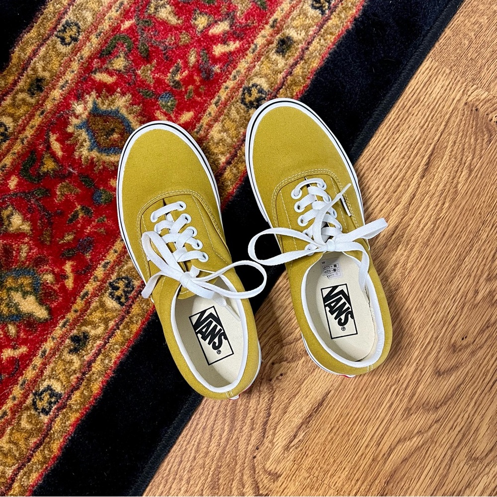 Vans Mustard Yellow Green Canvas Shoes